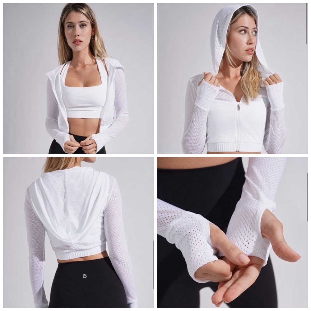 SOLD!! Buffbunny Spice Crop Mesh Jacket - White, Size Small